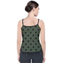 Large Black Polka Dots On Kombu Green - Velvet Spaghetti Strap Top View2