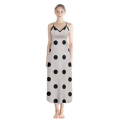 Large Black Polka Dots On Abalone Grey - Button Up Chiffon Maxi Dress by FashionLane