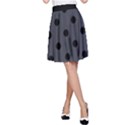 Large Black Polka Dots On Anchor Grey - A-Line Skirt View1