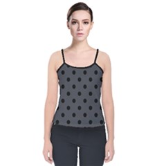 Large Black Polka Dots On Anchor Grey - Velvet Spaghetti Strap Top by FashionLane