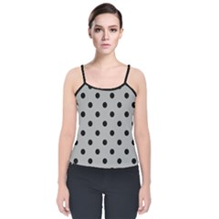 Large Black Polka Dots On Chalice Silver Grey - Velvet Spaghetti Strap Top by FashionLane