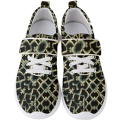 Dark Interlace Motif Mosaic Pattern Men s Velcro Strap Shoes by dflcprintsclothing