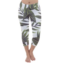 Tropical Leaves Capri Winter Leggings  by goljakoff