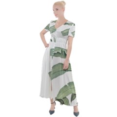 Palm Leaves Button Up Short Sleeve Maxi Dress by goljakoff