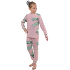 Palm Leaf On Pink Kids  Long Sleeve Set  by goljakoff