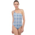 Azulejo style blue tiles Classic One Shoulder Swimsuit View1