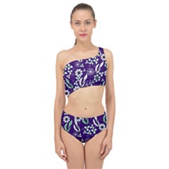 Floral Blue Pattern Spliced Up Two Piece Swimsuit by MintanArt