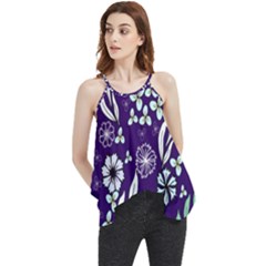 Floral Blue Pattern  Flowy Camisole Tank Top by MintanArt