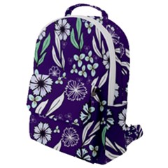 Floral Blue Pattern  Flap Pocket Backpack (small) by MintanArt