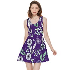 Floral Blue Pattern  Inside Out Reversible Sleeveless Dress by MintanArt