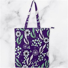 Floral Blue Pattern  Double Zip Up Tote Bag by MintanArt