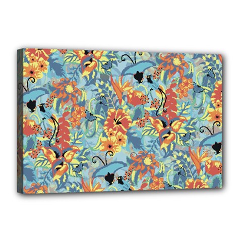 Butterfly And Flowers Canvas 18  X 12  (stretched) by goljakoff