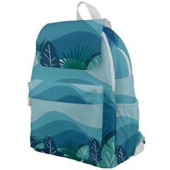 Illustration Of Palm Leaves Waves Mountain Hills Top Flap Backpack by HermanTelo