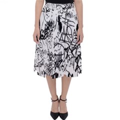 Black And White Graffiti Abstract Collage Classic Midi Skirt by dflcprintsclothing