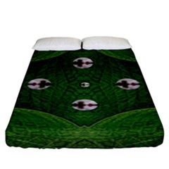 One Island In A Safe Environment Of Eternity Green Fitted Sheet (king Size) by pepitasart