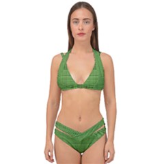 Green Knitting Double Strap Halter Bikini Set by goljakoff