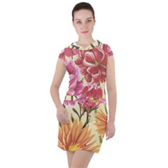 Retro Flowers Drawstring Hooded Dress by goljakoff