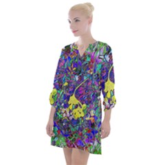 Vibrant Abstract Floral/rainbow Color Open Neck Shift Dress by dressshop