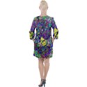 vibrant abstract floral/rainbow color Open Neck Shift Dress View2