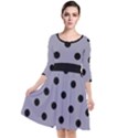 Large Black Polka Dots On Coin Grey - Quarter Sleeve Waist Band Dress View1