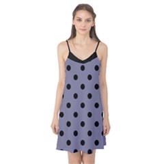 Large Black Polka Dots On Flint Grey - Camis Nightgown by FashionLane