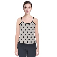 Large Black Polka Dots On Pale Grey - Velvet Spaghetti Strap Top by FashionLane