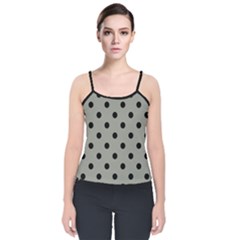 Large Black Polka Dots On Trout Grey - Velvet Spaghetti Strap Top by FashionLane