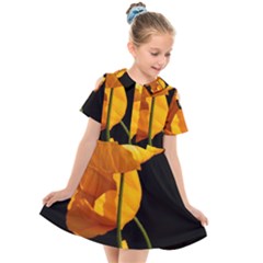 Yellow Poppies Kids  Short Sleeve Shirt Dress by Audy