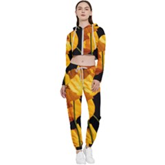 Yellow Poppies Cropped Zip Up Lounge Set by Audy