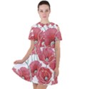 Red poppy flowers Short Sleeve Shoulder Cut Out Dress  View1