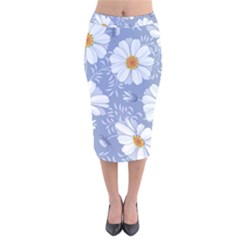 Chamomile Flower Velvet Midi Pencil Skirt by goljakoff