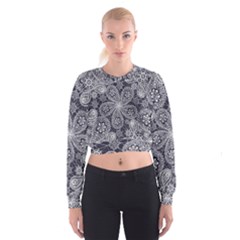 White Flower Mandala Cropped Sweatshirt by goljakoff