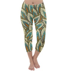 Field Leaves Capri Winter Leggings  by goljakoff