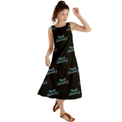 Just Beauty Words Motif Print Pattern Summer Maxi Dress by dflcprintsclothing