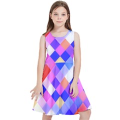 Squares Pattern Geometric Seamless Kids  Skater Dress by Dutashop