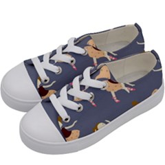 Cute  Pattern With  Dancing Ballerinas On The Blue Background Kids  Low Top Canvas Sneakers by EvgeniiaBychkova