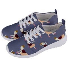 Cute  Pattern With  Dancing Ballerinas On The Blue Background Men s Lightweight Sports Shoes by EvgeniiaBychkova