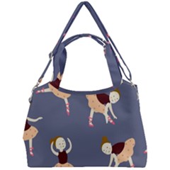 Cute  Pattern With  Dancing Ballerinas On The Blue Background Double Compartment Shoulder Bag by EvgeniiaBychkova