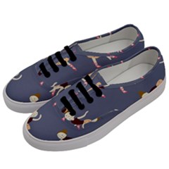 Cute  Pattern With  Dancing Ballerinas On The Blue Background Men s Classic Low Top Sneakers by EvgeniiaBychkova