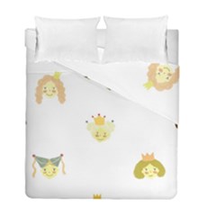 Cute Delicate Seamless Pattern With Little Princesses In Scandinavian Style With Texture Of Natural Duvet Cover Double Side (full/ Double Size) by EvgeniiaBychkova