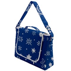 Christmas Seamless Pattern With White Snowflakes On The Blue Background Box Up Messenger Bag by EvgeniiaBychkova