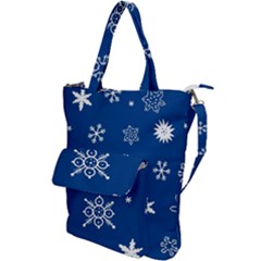 Christmas Seamless Pattern With White Snowflakes On The Blue Background Shoulder Tote Bag by EvgeniiaBychkova