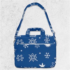 Christmas Seamless Pattern With White Snowflakes On The Blue Background Shoulder Laptop Bag by EvgeniiaBychkova