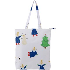 Funny  Winter Seamless Pattern With Little Princess And Her Christmas Double Zip Up Tote Bag by EvgeniiaBychkova