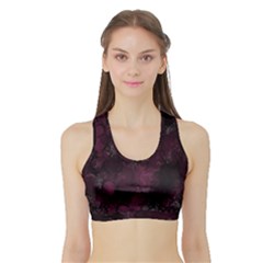 Purple Alcohol Ink Sports Bra With Border by Dazzleway