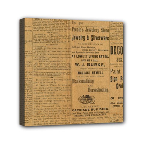 Antique Newspaper 1888 Mini Canvas 6  X 6  (stretched) by ArtsyWishy