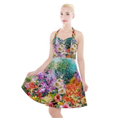 Forest Flowers  Halter Party Swing Dress  by ArtsyWishy