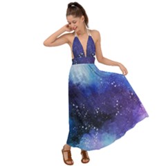 Blue Space Paint Backless Maxi Beach Dress by goljakoff