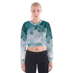 Blue Waves Cropped Sweatshirt by goljakoff