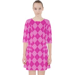 Pink Diamond Pattern Pocket Dress by ArtsyWishy